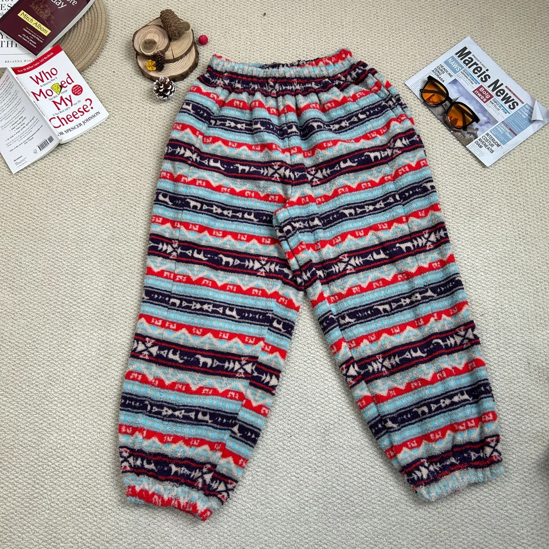 2024秋冬季新款格子加厚休闲裤束脚裤8415