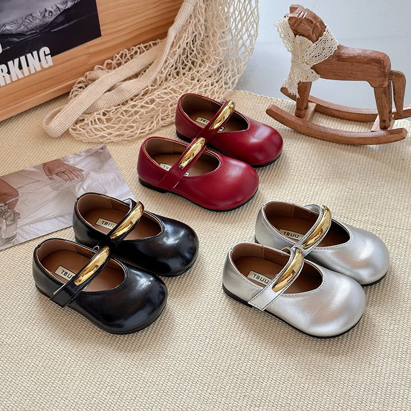 公主森系甜美蝴蝶结皮鞋2025春秋季新款中小童时尚单鞋软底宝宝鞋