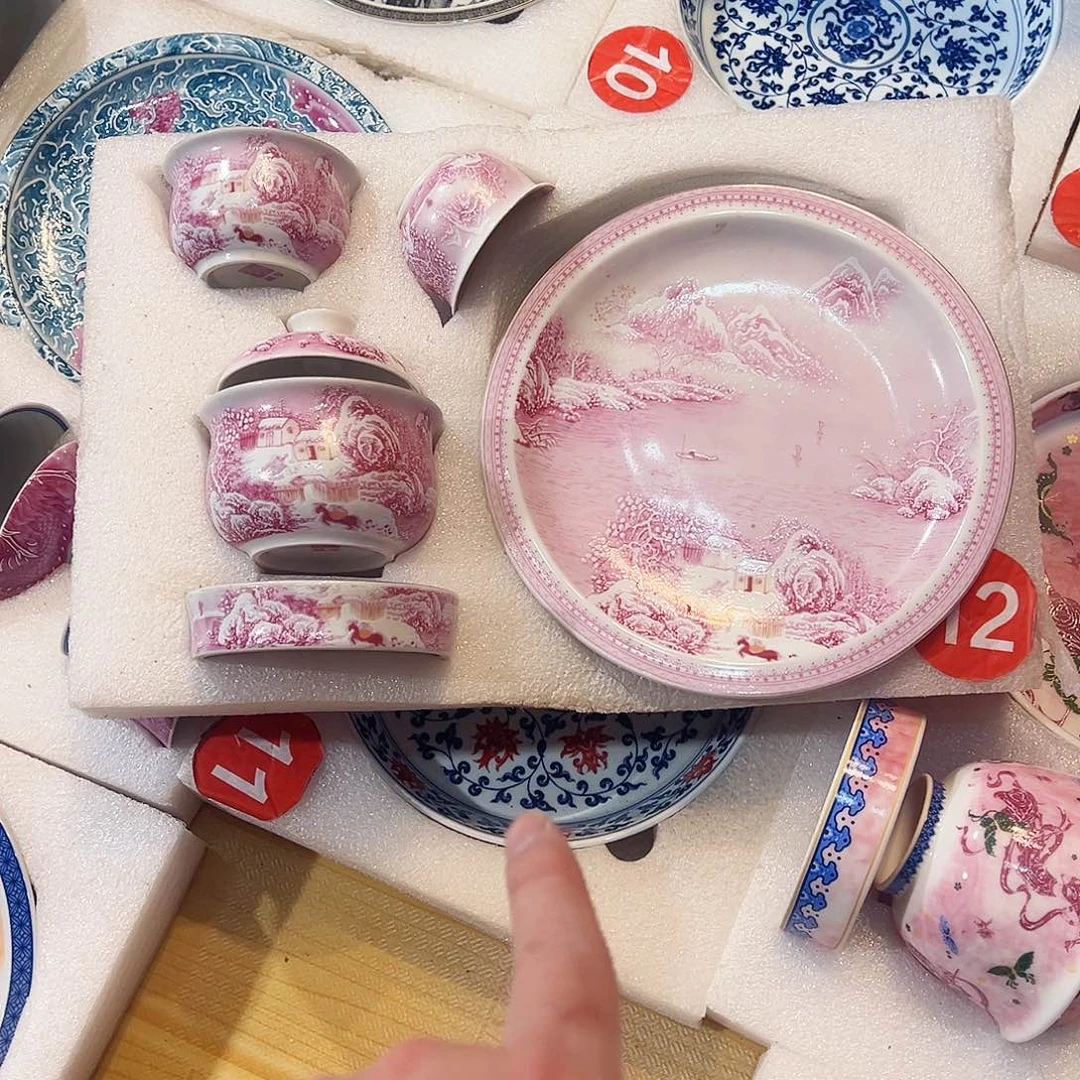 南***+描金胭脂粉雪景五件套