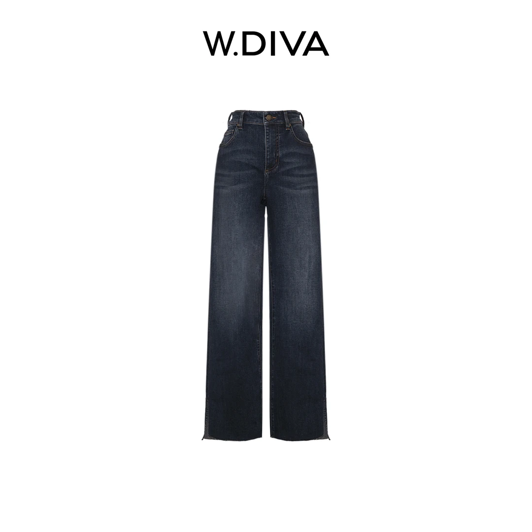 W.Diva【腿精牛仔】特殊纺纱工艺复古显瘦毛边微喇牛仔裤52K292548