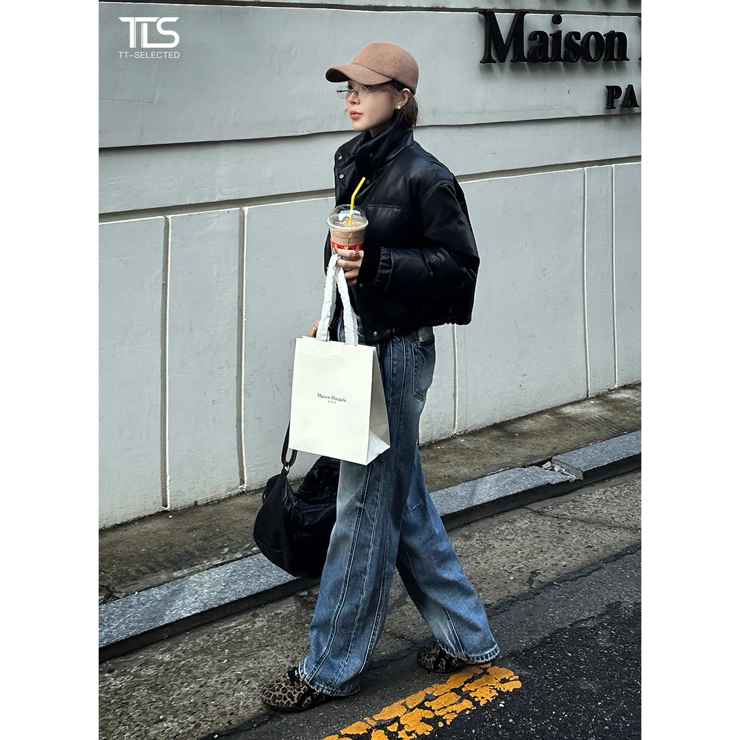 TT【万能鹅】新西兰进口羊皮真皮90白鹅绒保暖加厚连帽羽绒服Y5132