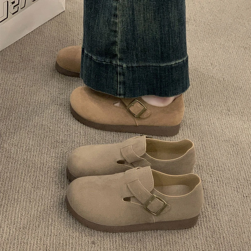 全包勃肯鞋女2025年春季新款乐福鞋厚底一脚蹬