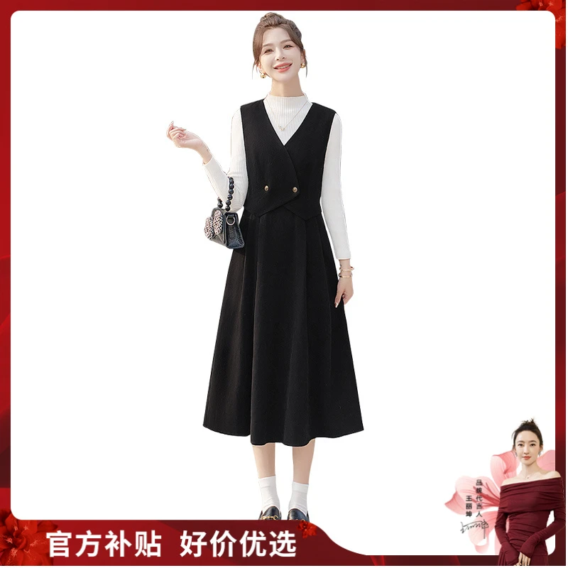 丝柏舍2025春装新款女装时尚气质假两件法式复古连衣裙S43R6710L