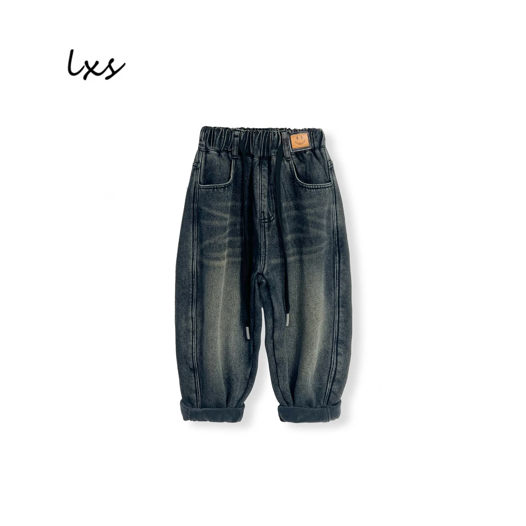 童装冬季加绒牛仔裤2025儿童韩版宽松宽松百搭洋气潮款牛仔A52233