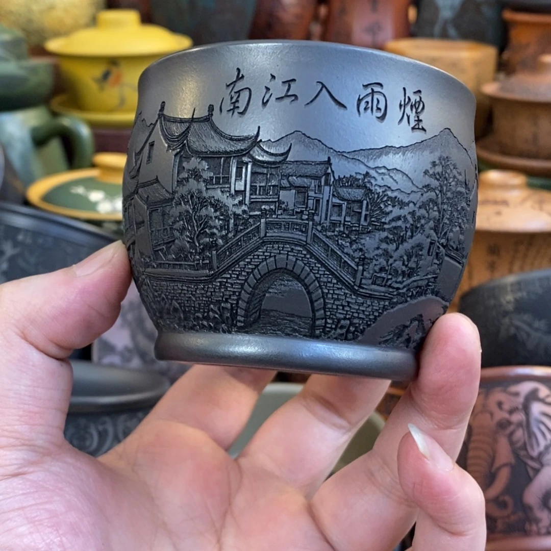 紫砂杯子宜兴全手工紫砂杯