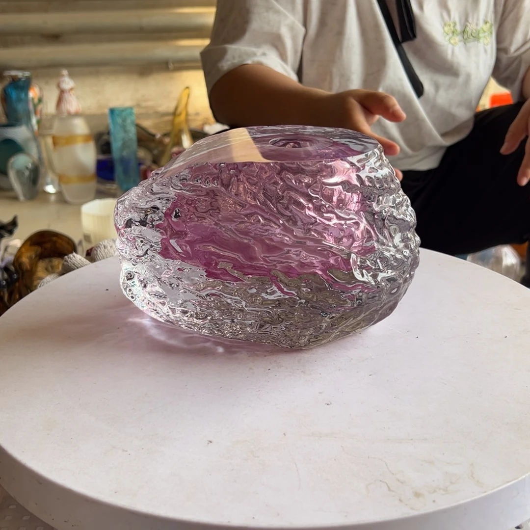 金红火山石高度14琉璃花器摆件成品