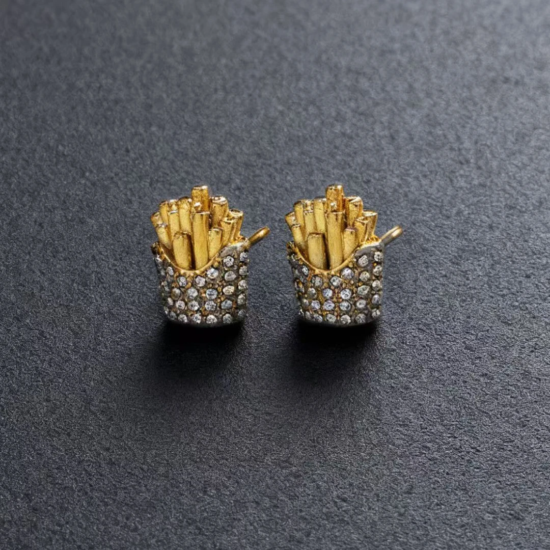 铜合金锆石耳饰 SHAHIDAM薯条耳钉 小巧精致简约