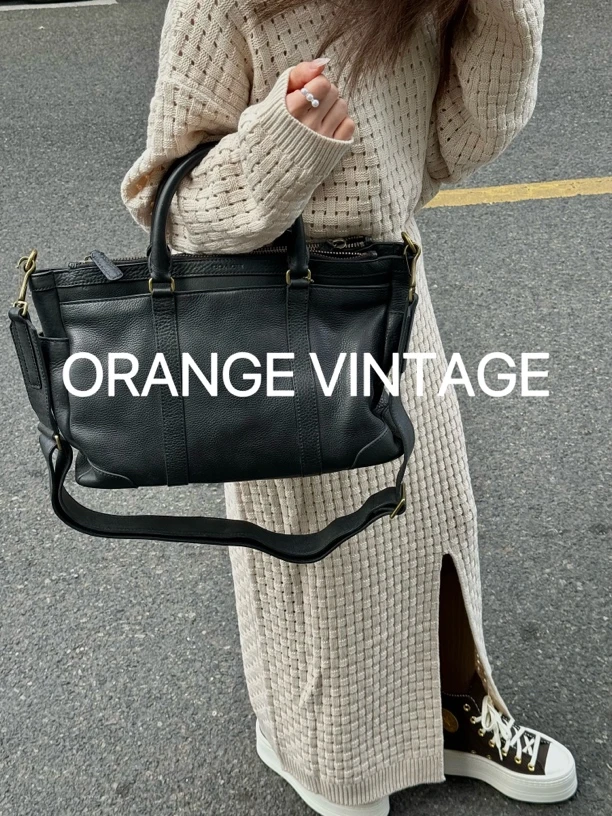 95新 COACH/蔻驰 黑色牛皮手提单肩包