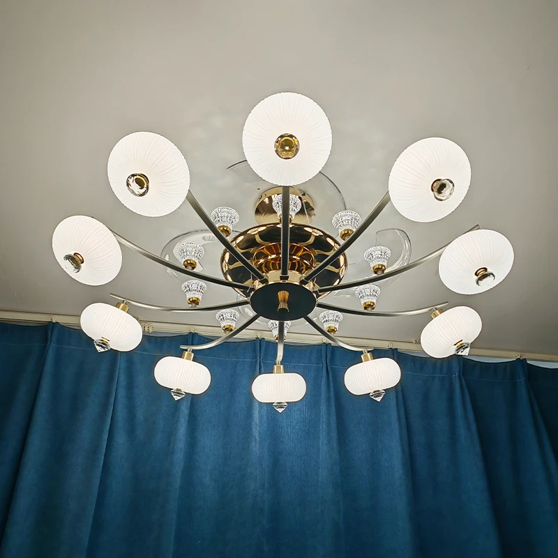 【家里亮】客厅风扇灯简约时尚隐形变频餐厅风扇灯大风力吊扇灯