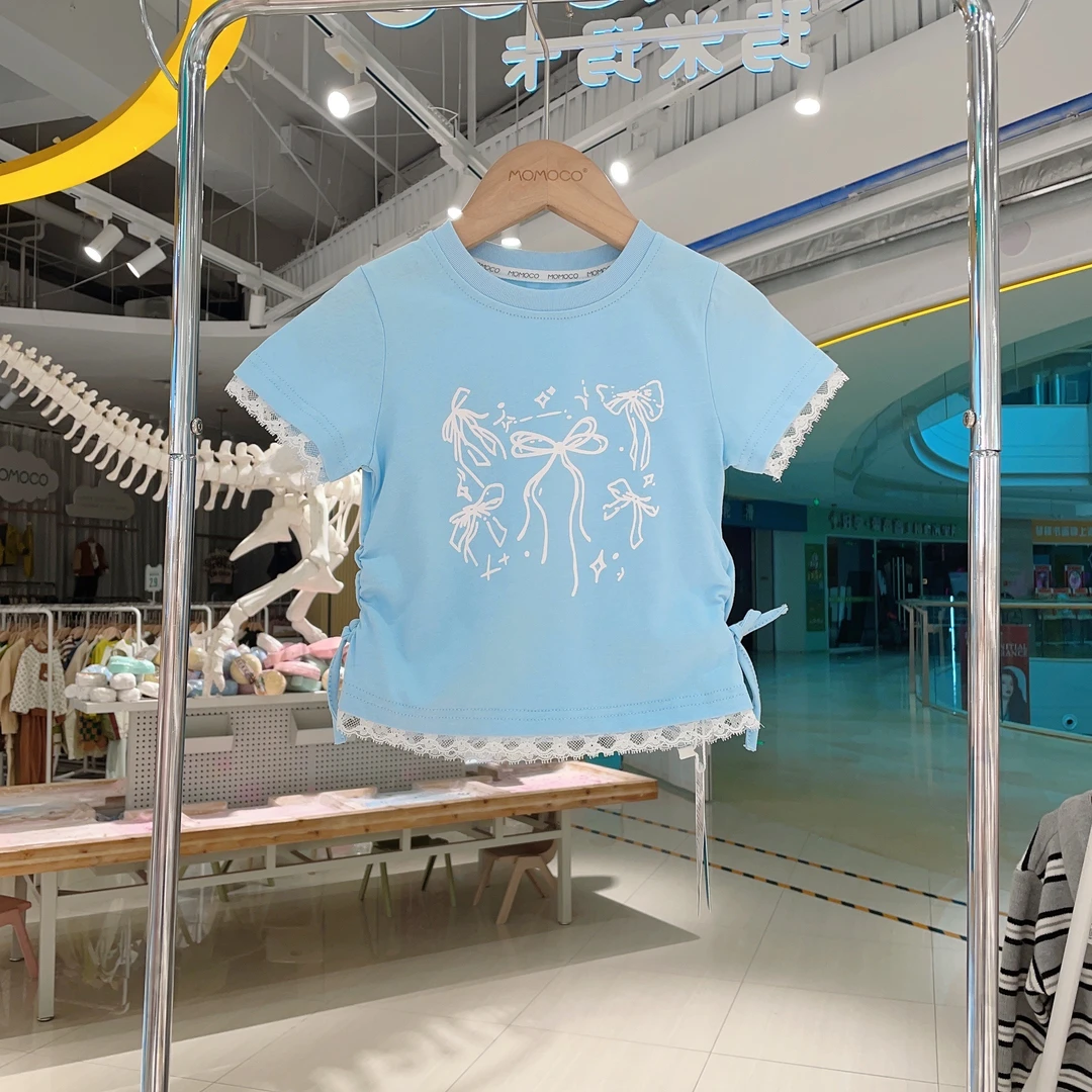 MOMOCO夏季欧若风女童时尚百搭甜美图案T恤77680235003