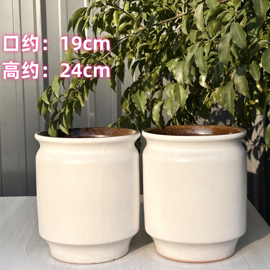 手工复古粗陶花盆大口径陶瓷透气多肉植物老桩盆兰花紫砂盆