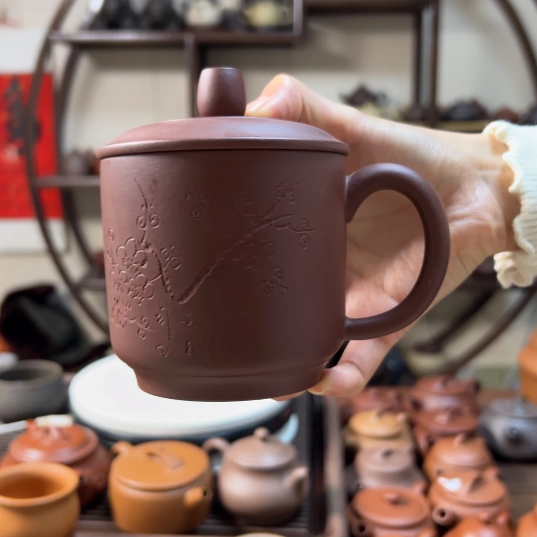 紫砂茶壶紫泥盖杯300
