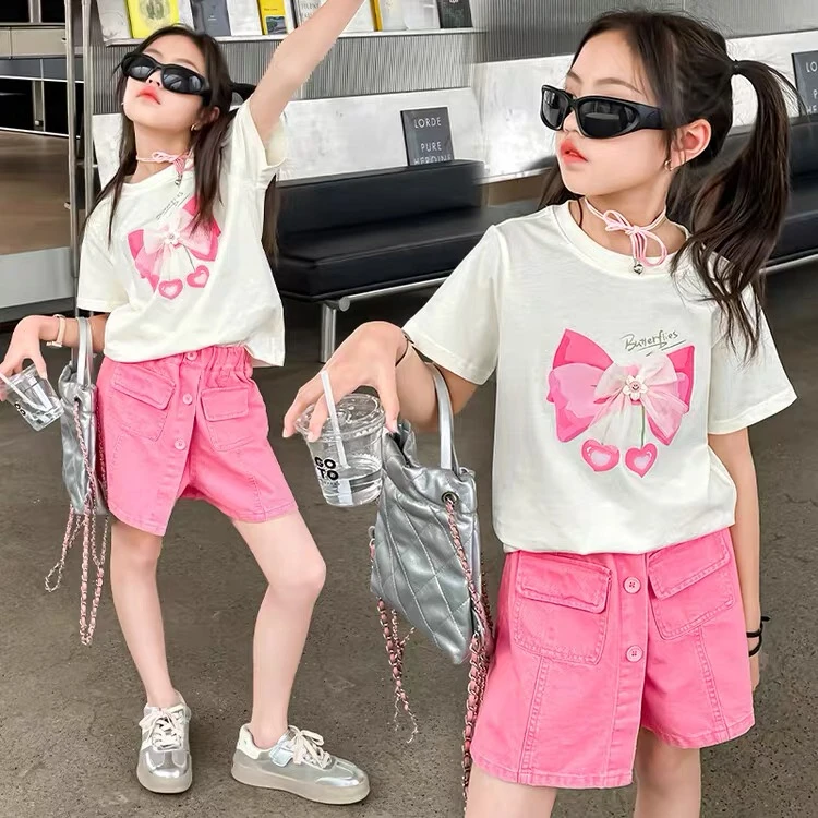 网红款粉色蝴蝶结裤裙套装 K1113 113 D113