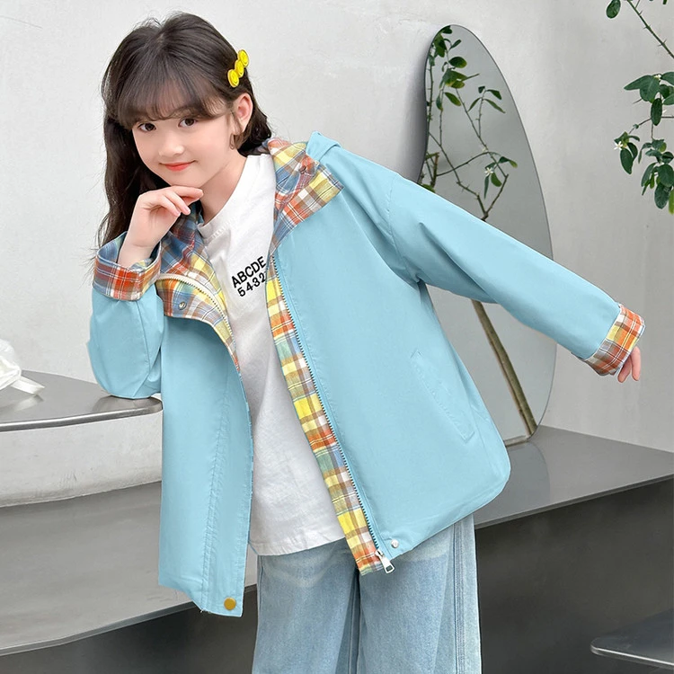 女童春季外套2025新款儿童春装连帽夹克洋气时髦韩版女孩上衣春秋