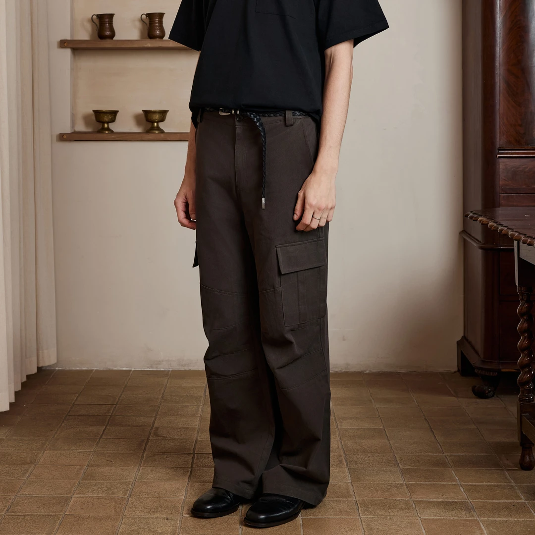 弯刀工装裤*4JUNKS*氛围感Cargo宽松直筒捏褶clean/vibe休闲裤