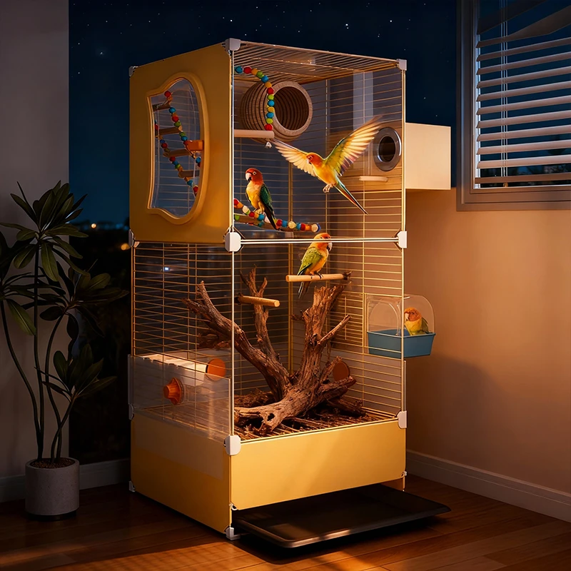 鸟笼鹦鹉笼子大号专用新型防溅虎皮玄凤牡丹小太阳豪华别墅鸟笼子