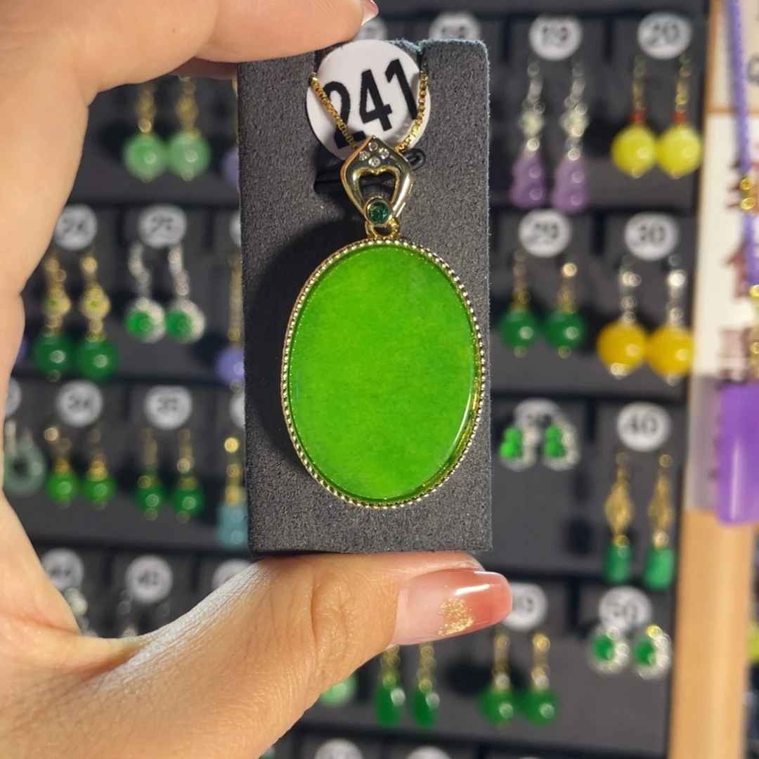 翡翠银S925镶嵌耳饰241