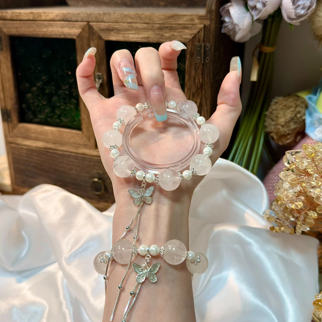 【白色梦屿】13mm千层白幽灵 手串原创设计天然水晶