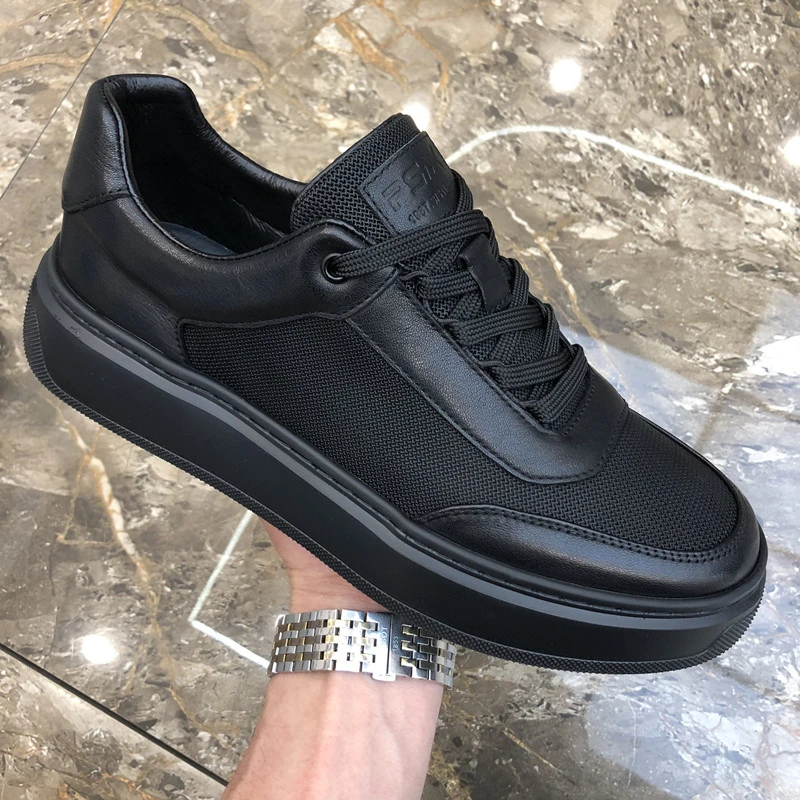 2025夏季广州时尚厚底休闲鞋透气轻便百搭拼接飞织网面韩版男鞋