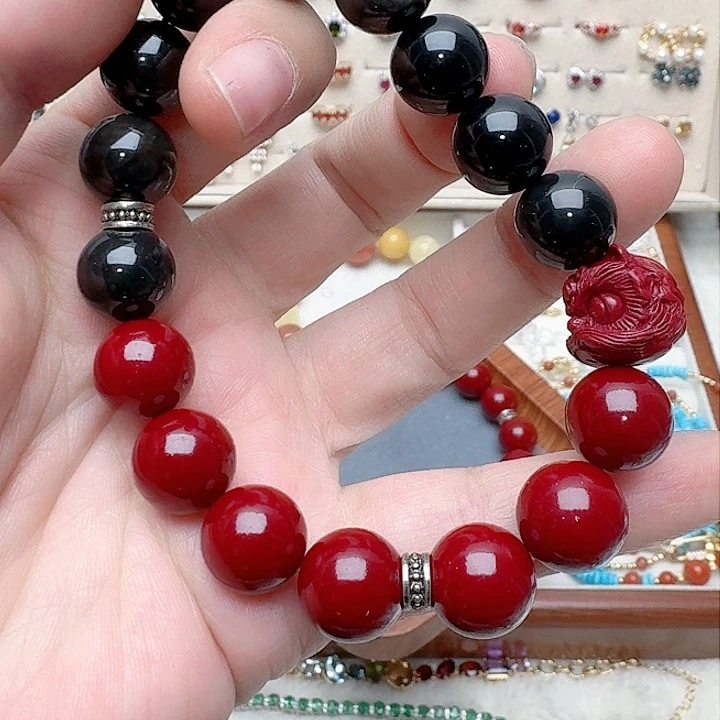 黑曜岩手链未镶嵌手链