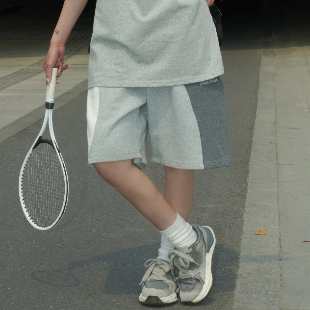 重磅宽松廓形直筒刺绣休闲五分短裤男女-22010