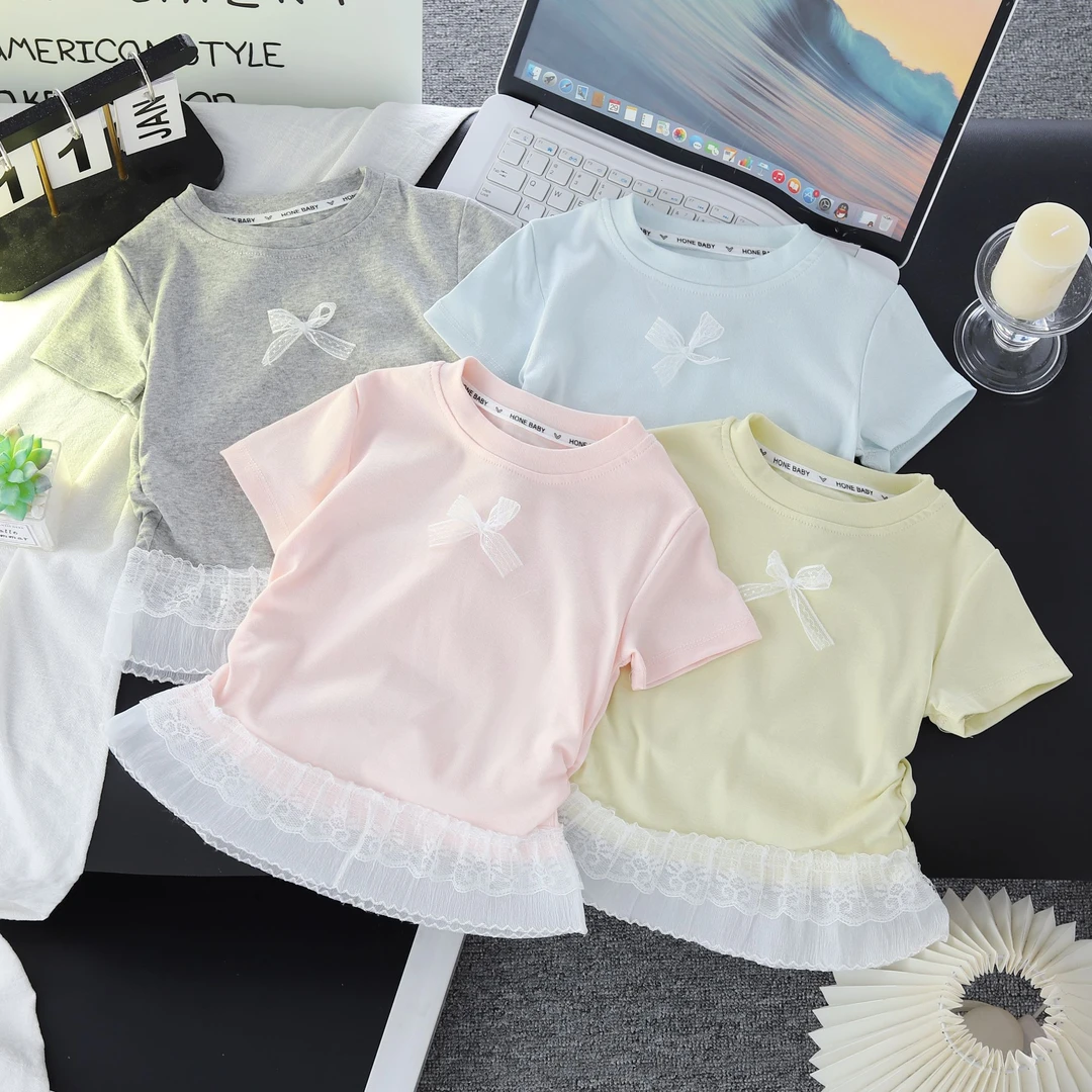 夏新款洋气爆款女童小女孩短袖T恤儿童百搭宝宝夏季服装童装时尚
