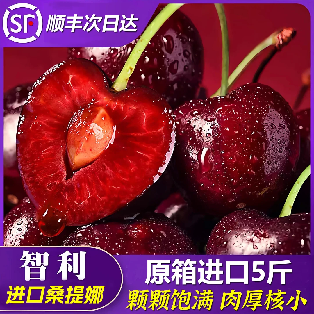 GM【顺丰明日达】3JDD（5斤原箱）智利海运桑提娜车厘子新鲜水果孕妈宝宝内附果径卡桑提娜智利共和国