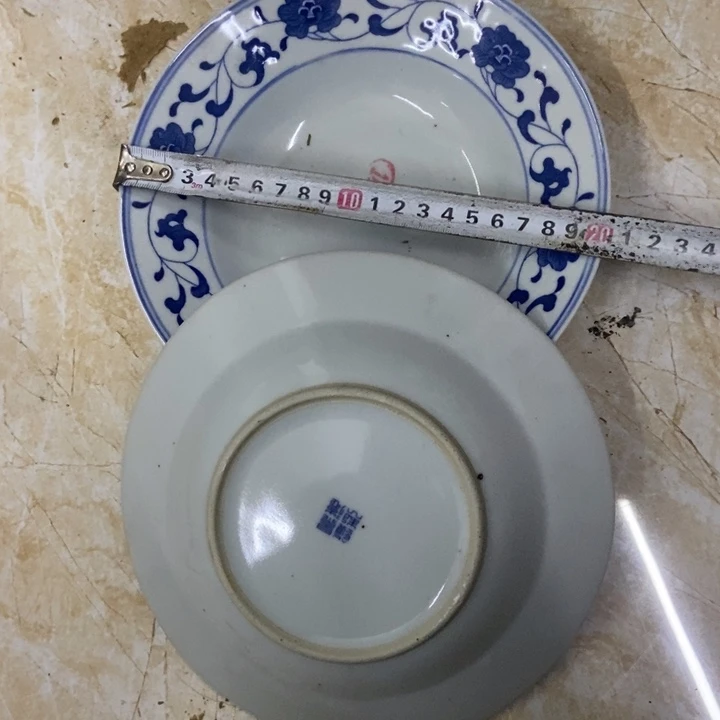 陶2个20厘米芙蓉花深盘