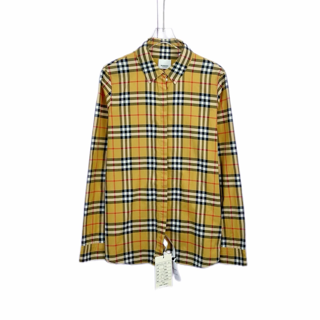 99新 BURBERRY/博柏利 011999  经典格纹翻领长袖衬衫 36码