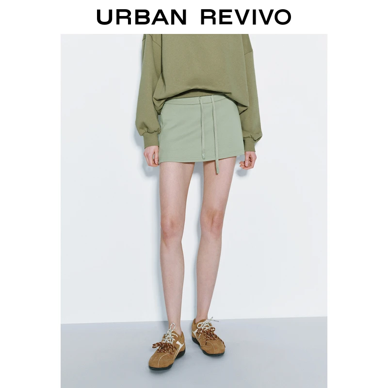 UR2025春季新款女装抽绳侧拉链高腰运动系列半裙UWS550002