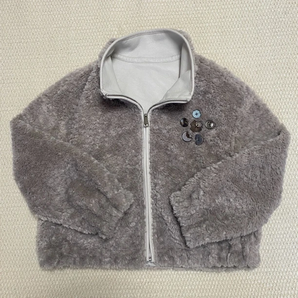 立领外套女两面穿夹克衫冬季新款衣长55