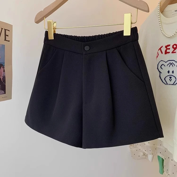 2025夏季薄款休闲西装胖妹妹mm小个子松紧腰短裤女款夏天