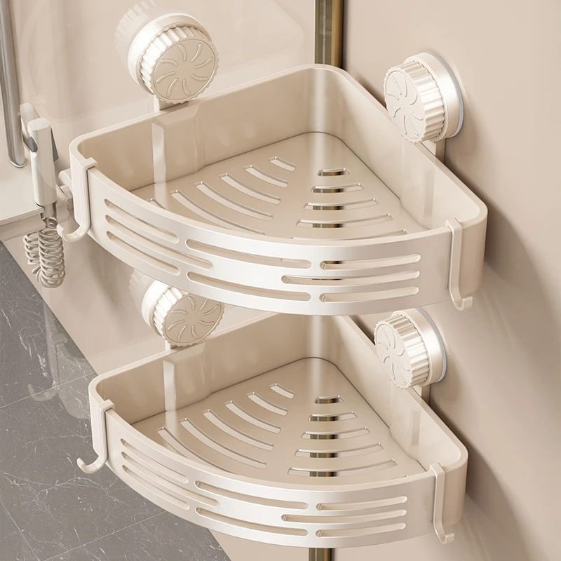 优勤洗手间壁挂三角篮吸盘置物架免打孔家用淋浴室卫生间角架收纳