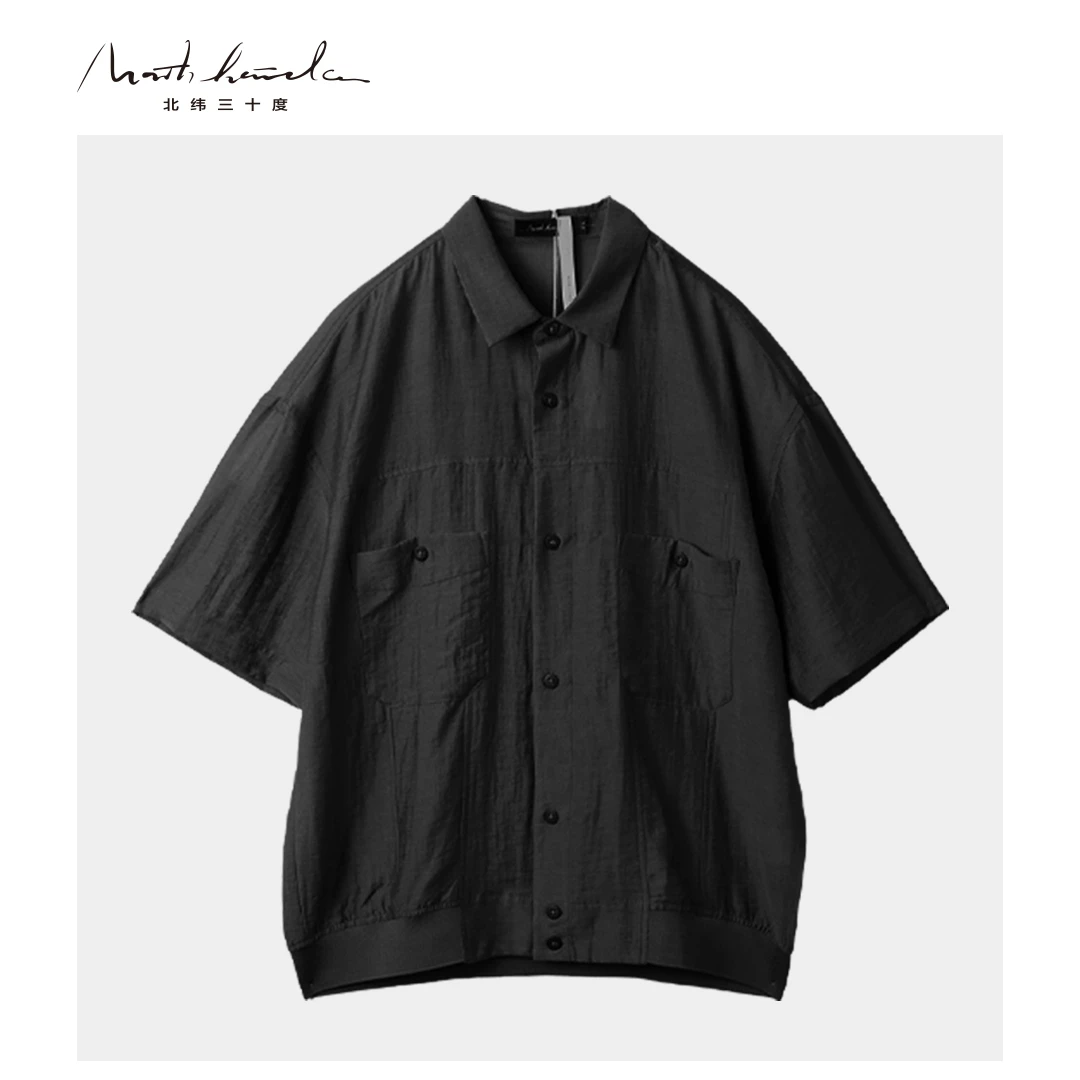 北纬三十度原创设计师品牌男士夏季复古百搭亚麻设计师男装高级感
