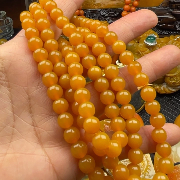 石英质玉（黄龙玉）珠子合金鑫*洋