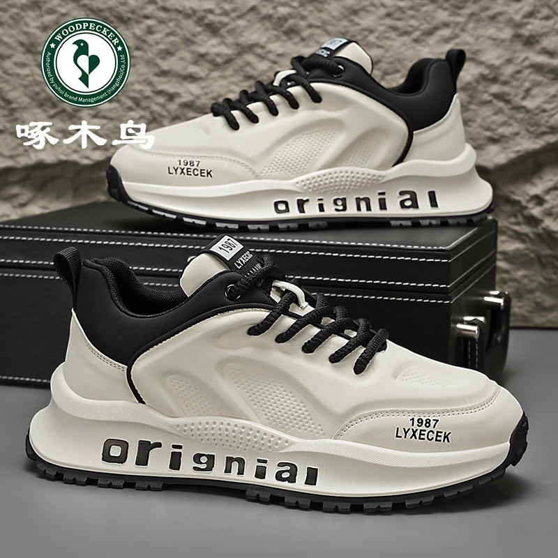 啄木鸟男鞋新款透气低帮休闲老爹鞋子男款时尚百搭软底跑步运动鞋