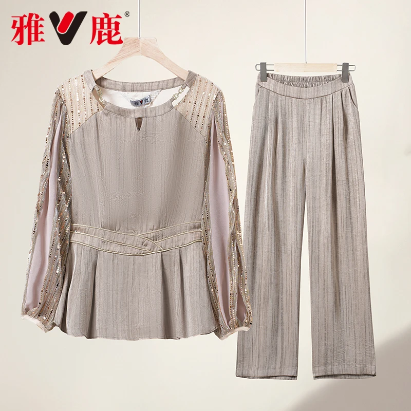 2025夏季新款休闲文艺新中式印花短袖上衣长裤YX5A0011Y