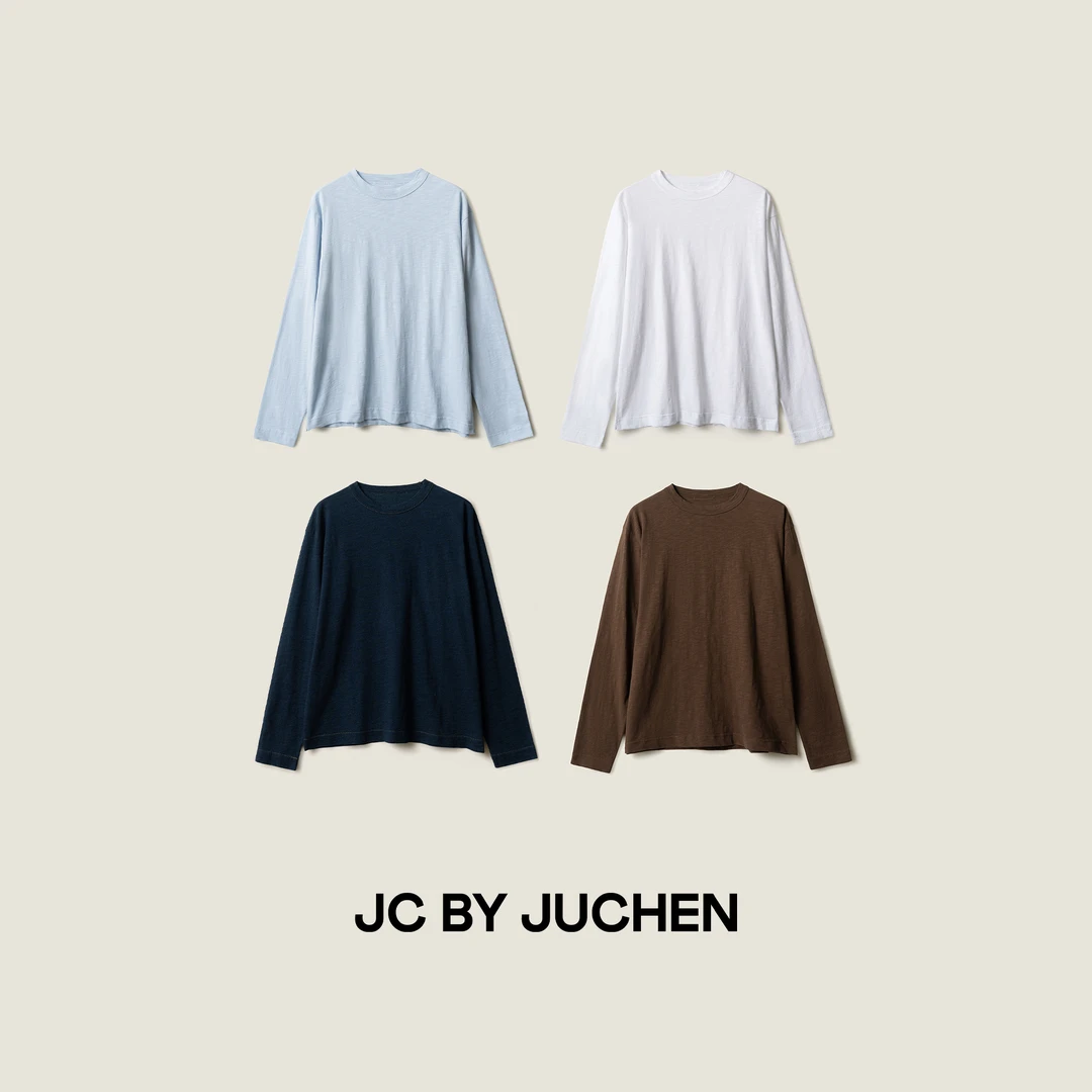 45系列咩咩山羊刺绣温和植物染亲肤宽松长袖T恤FW117010-195