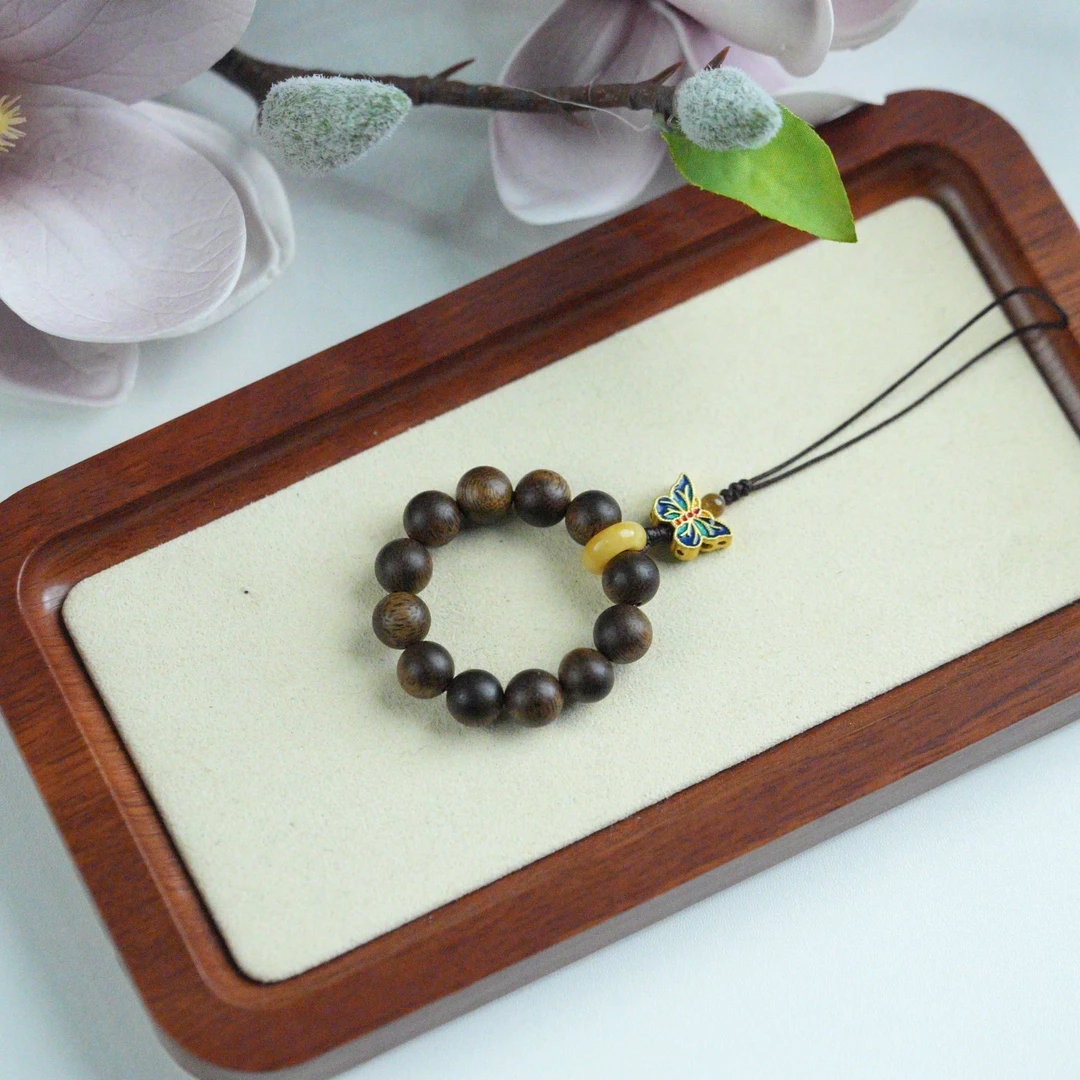 沉香越南芽庄白棋楠8mm沉水手机挂