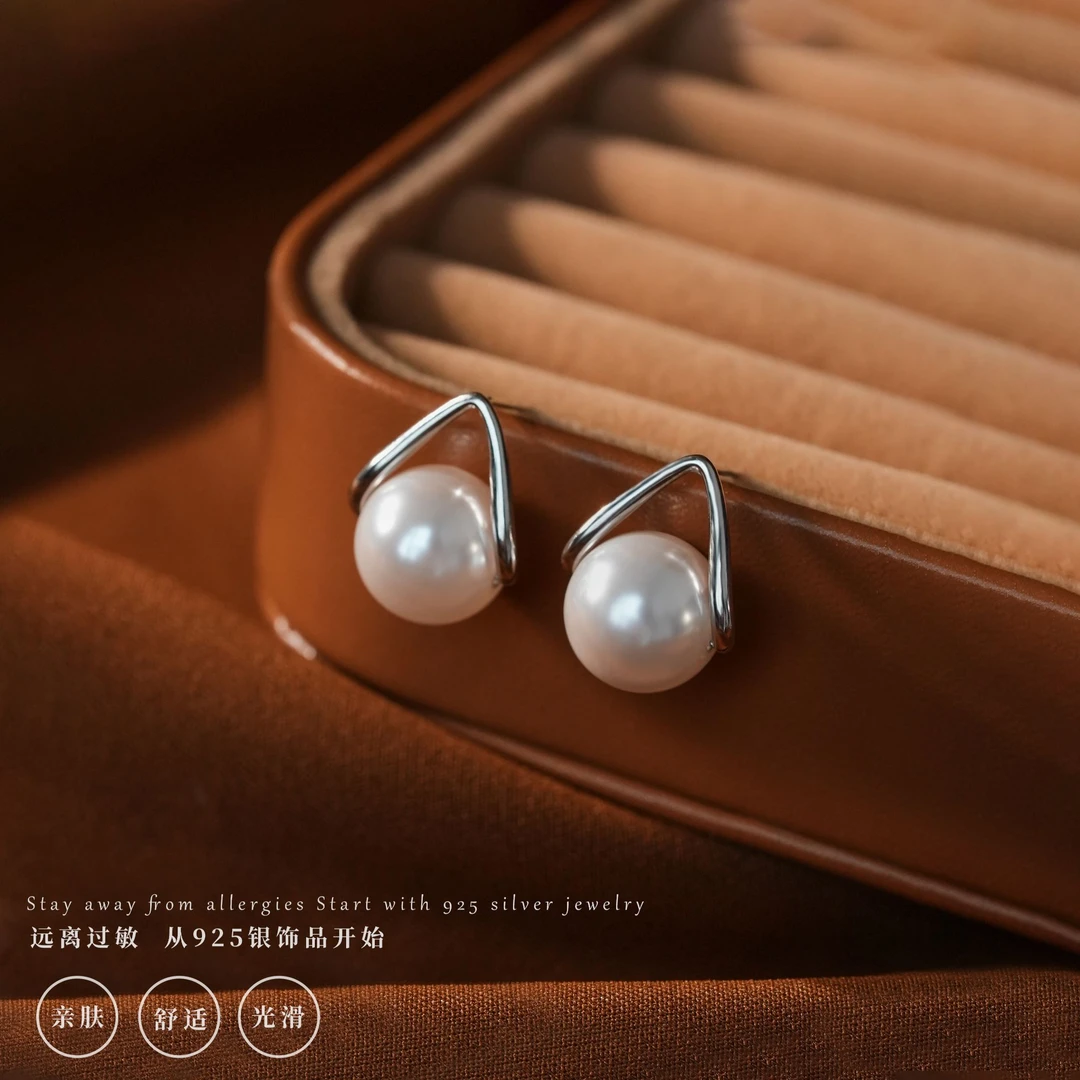 丽沁 925银耳饰 法式水滴路路通耳钉女小众高级感耳饰精美耳环