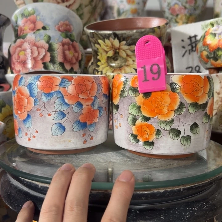 景德镇手绘花盆满38包邮偏远地区除外