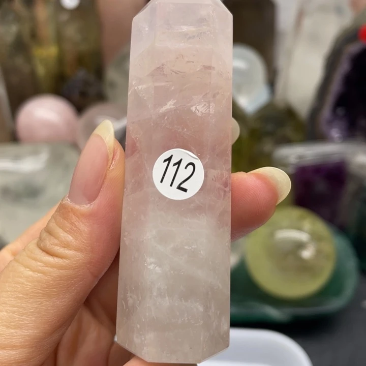 水晶珠宝半成品未镶嵌112粉晶柱子