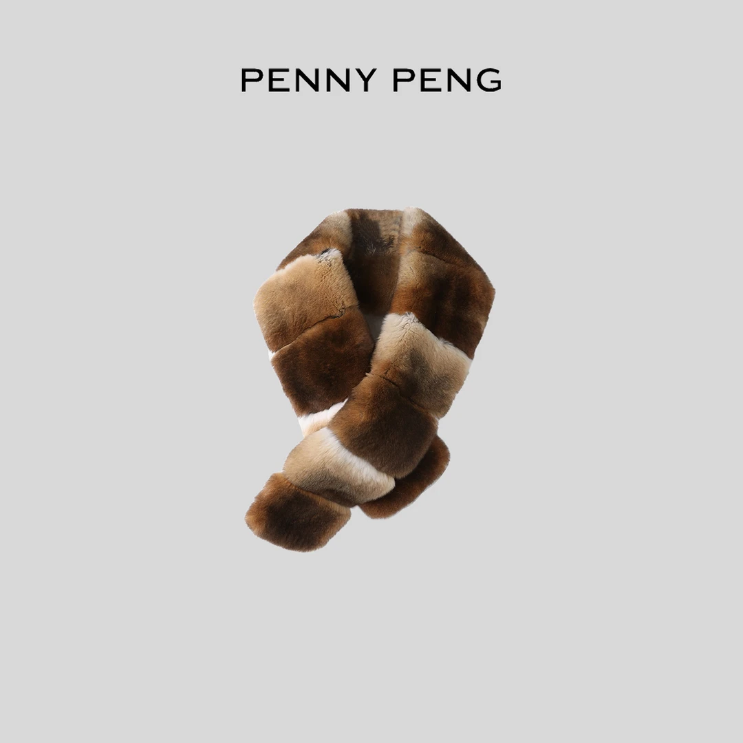 PENNYPENG 青紫蓝本色围脖 秋冬季复古时尚保暖兔毛毛绒围脖