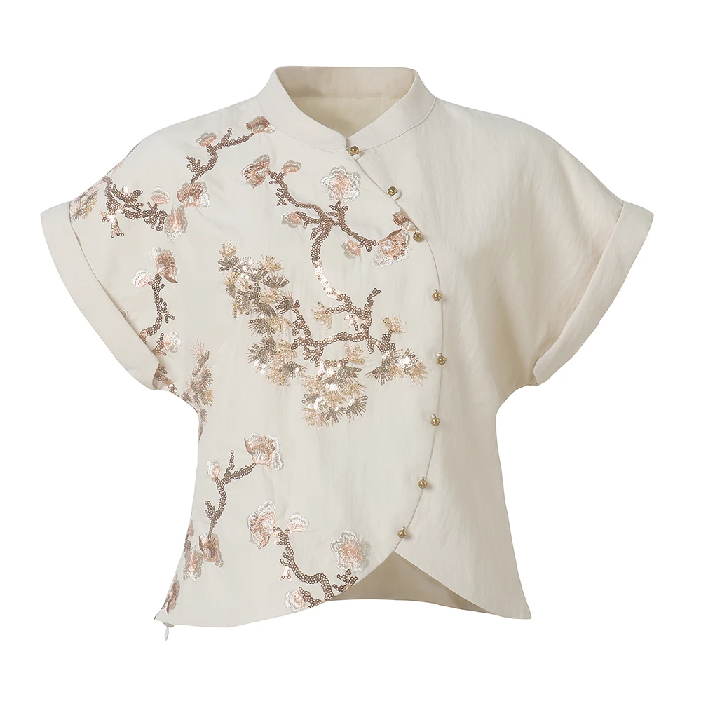 AVLINVA【花卧酒】新中式国风女装2025新款短袖衬衫气质女士上衣