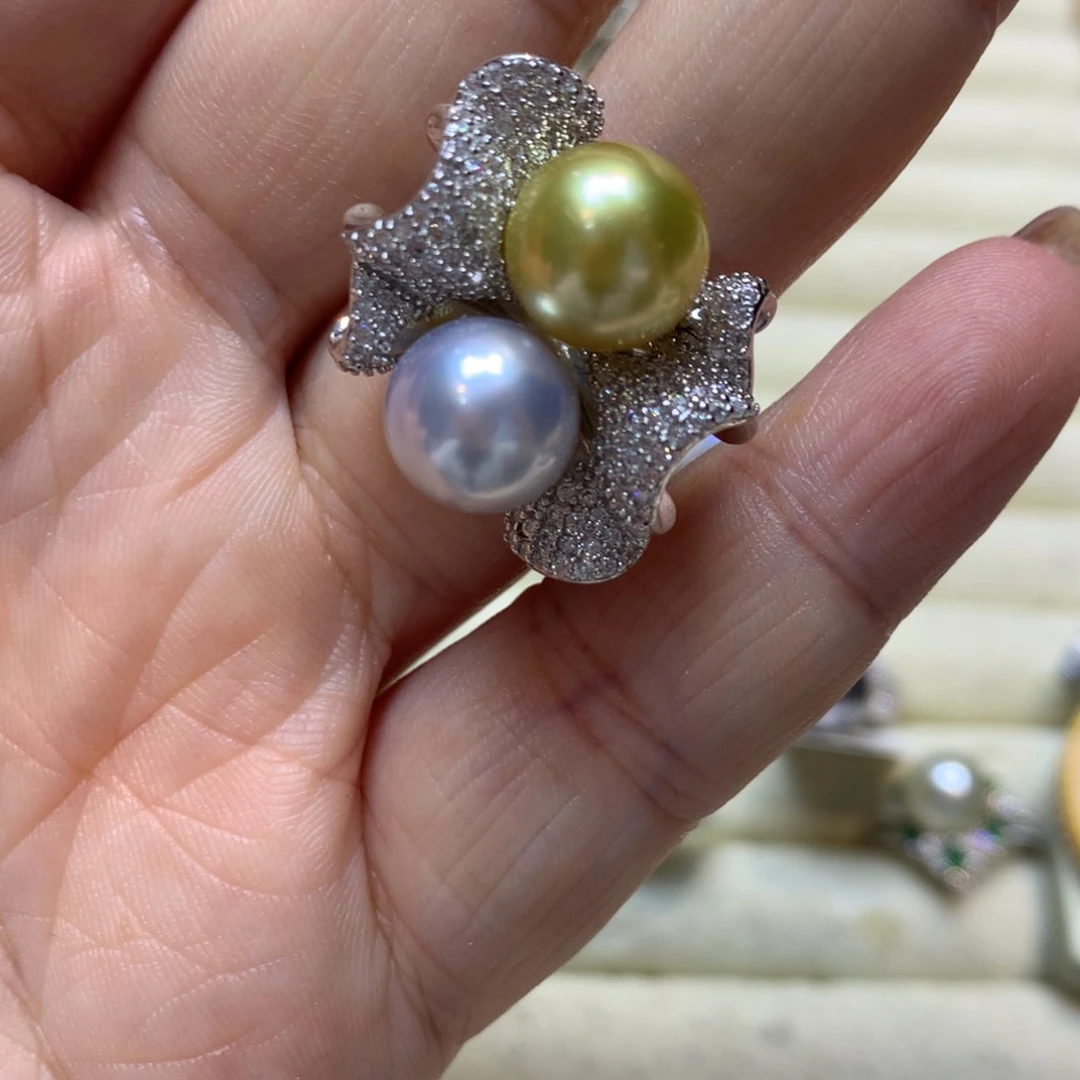 海水珍珠戒指银S925镶嵌