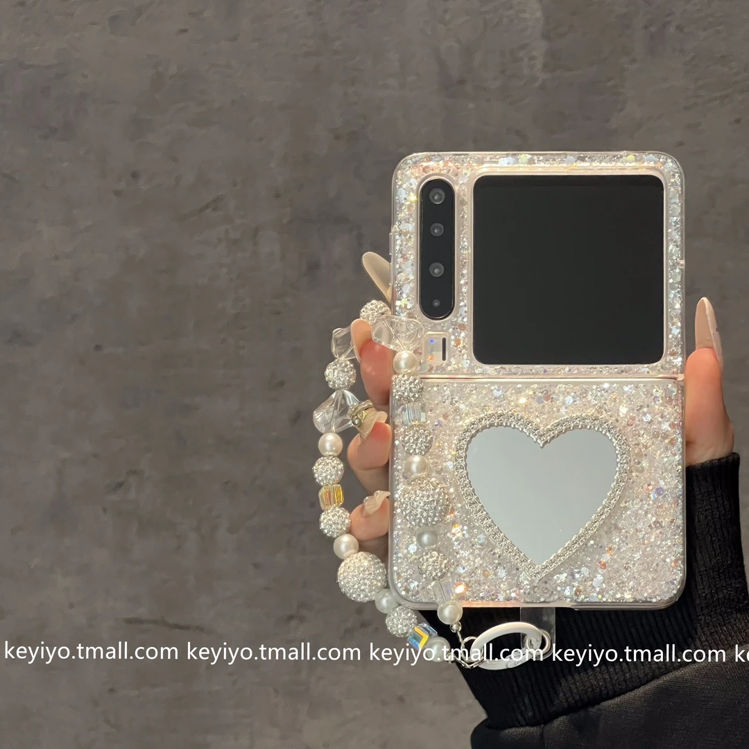 滴胶爱心镜子适用华为purax手机壳折叠屏pockte2荣耀magicvflip2