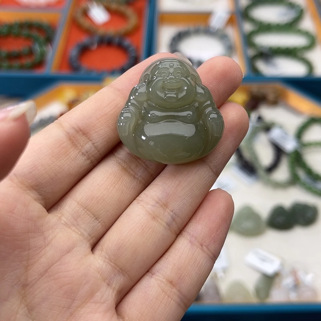 和田玉未镶嵌颈饰w29湖水佛公