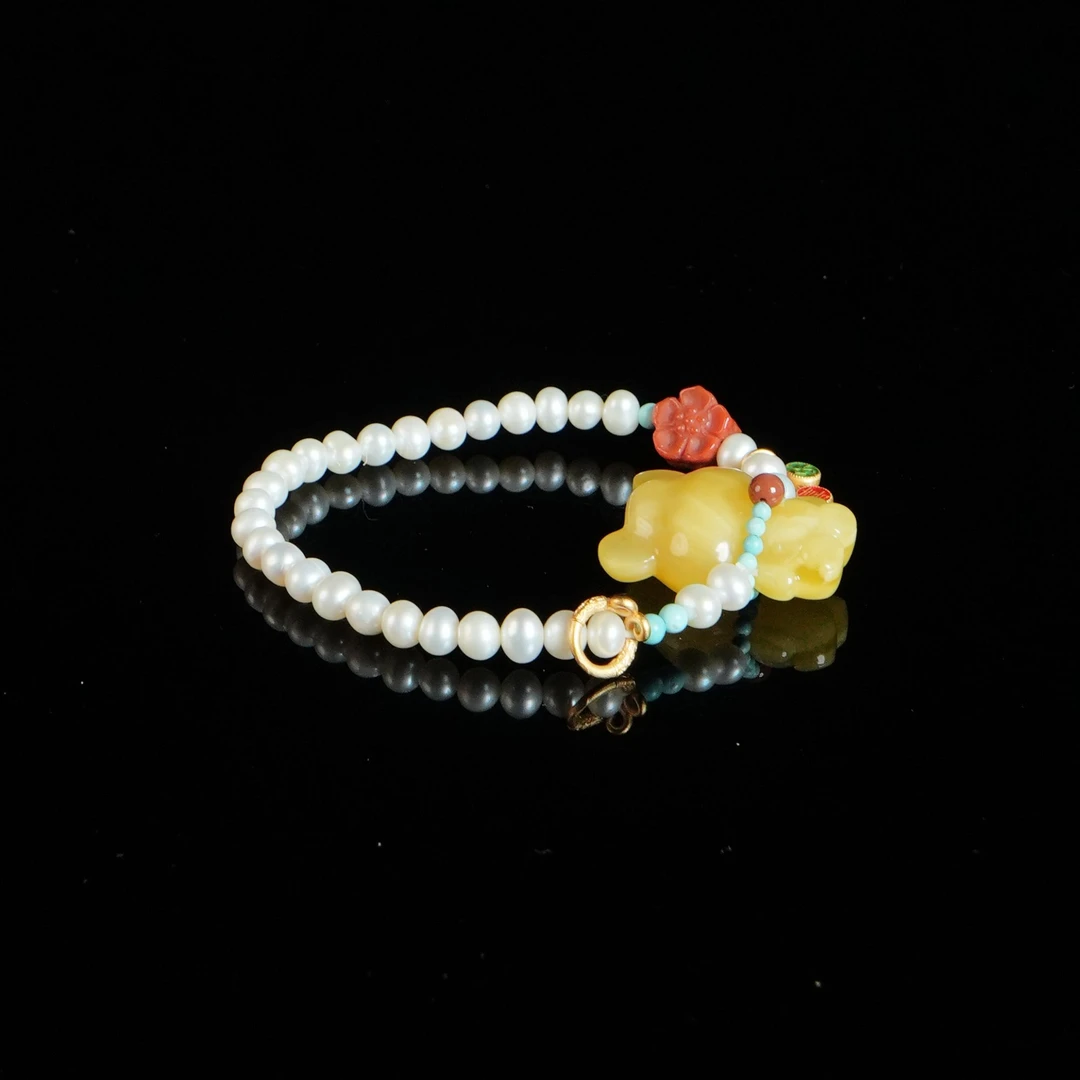 DY-M3068 俄料鸡油黄小熊手链 11.32g