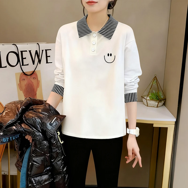 秋冬长袖T恤女设计感拼接袖中长款遮屁股配鲨鱼裤的上衣女打底衫