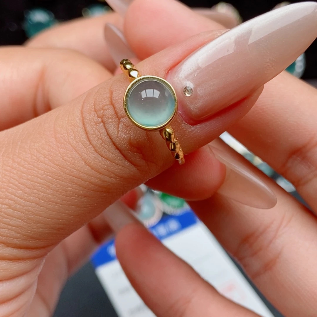 翡翠戒指银S925镶嵌4555